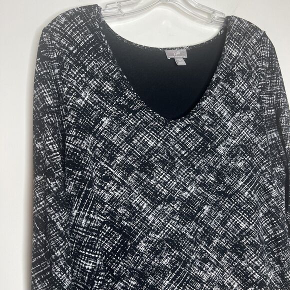 J Jill Women’s Abstract Printed Tunic Shirt Medium Asymmetrical Stretch Casual - Picture 3 of 8